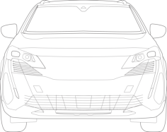 Peugeot 2021 Front View Editable Svg Line Art, Free Vectors File